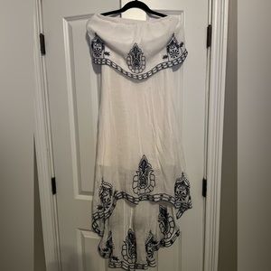 White embroidered tube top dress